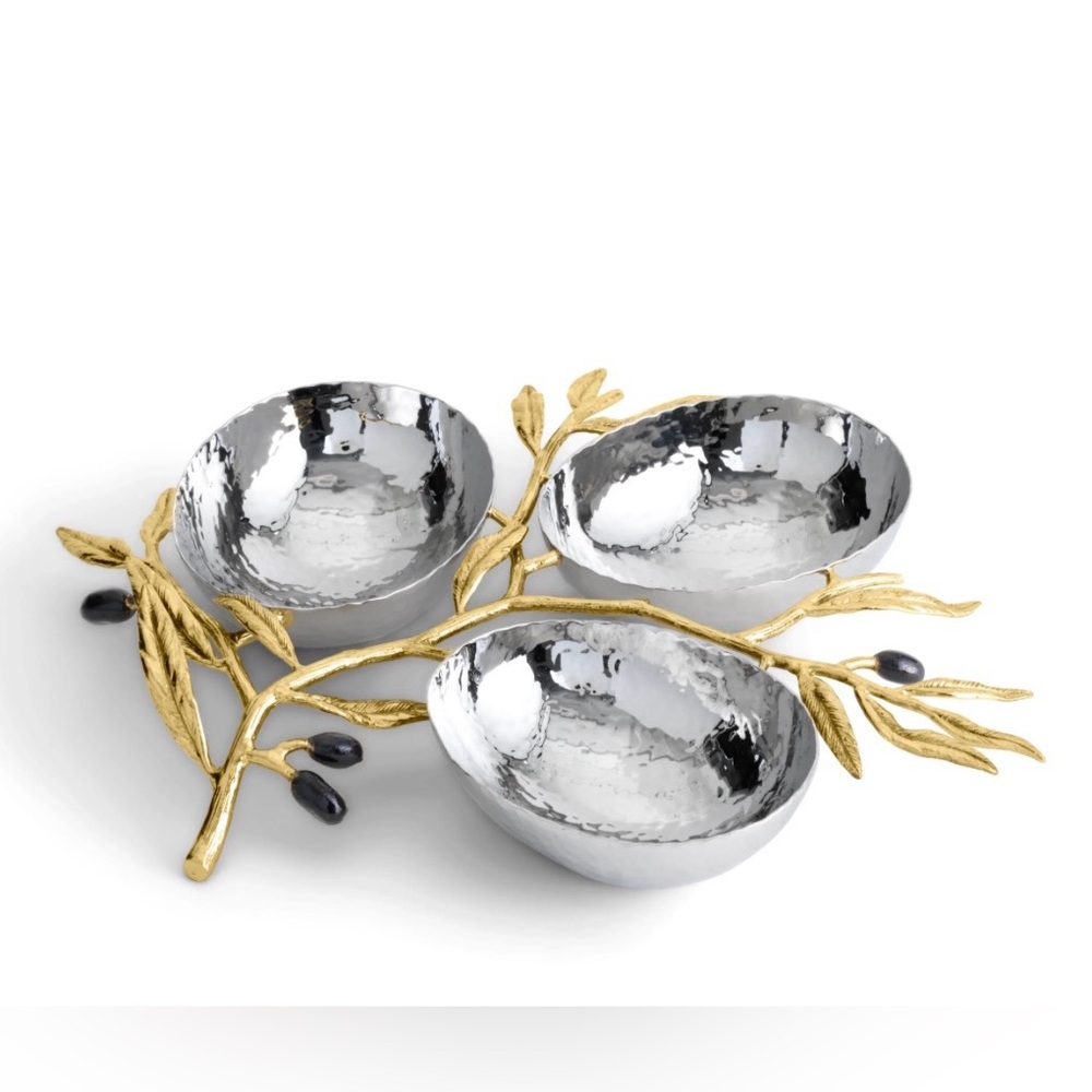 Michael  Aram Olive Branch Stainless Triple Dish